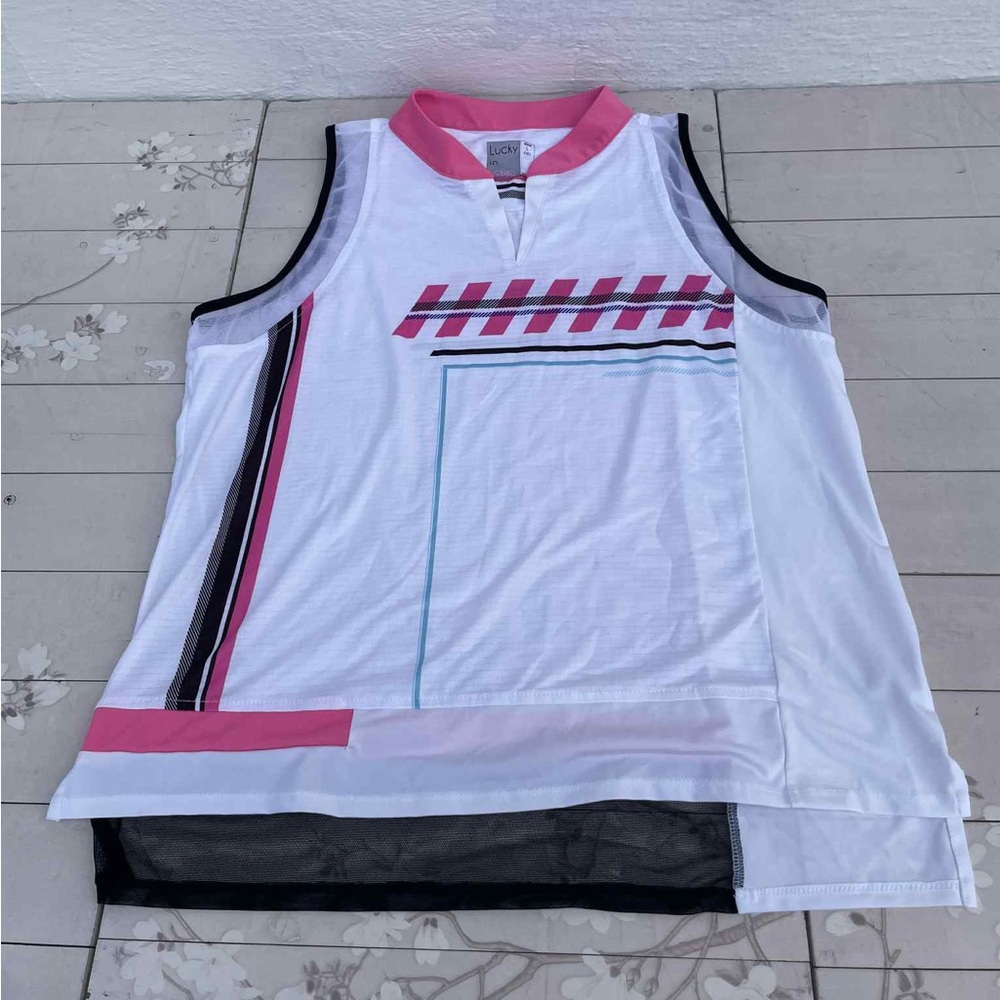 Lucky in Love White and Pink Tee